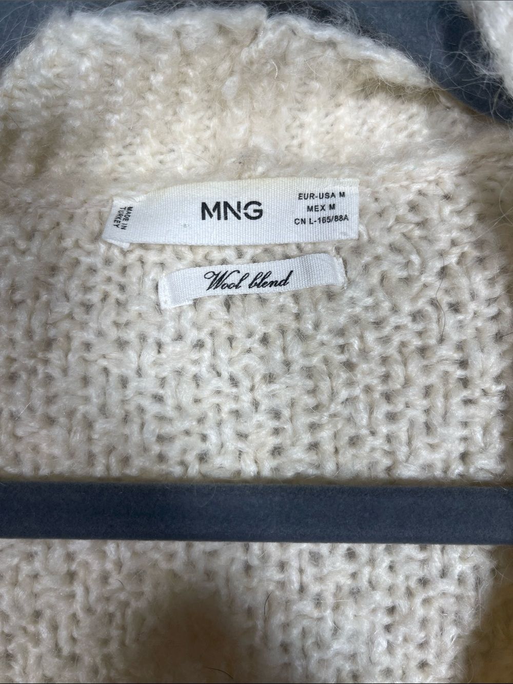 MANGO WOMENS IVORY CREAM KNIT CARDIGAN SWEATER WOOL BLEND MEDIUM - Picture 4 of 6
